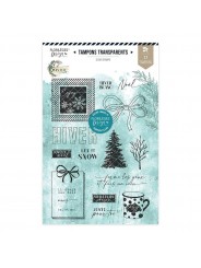 Tampons Clear OH WINTER HIVER BLANC FLORILEGES DESIGN